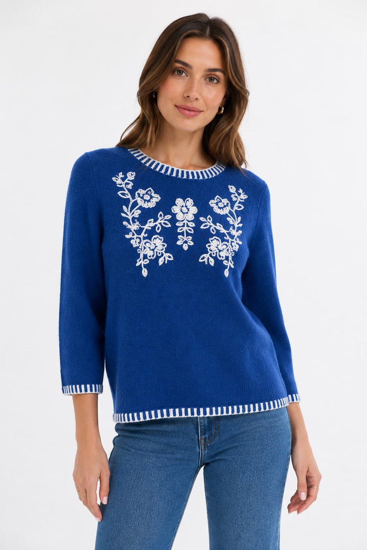 Tricot à broderies florales pour femme Coco y Club