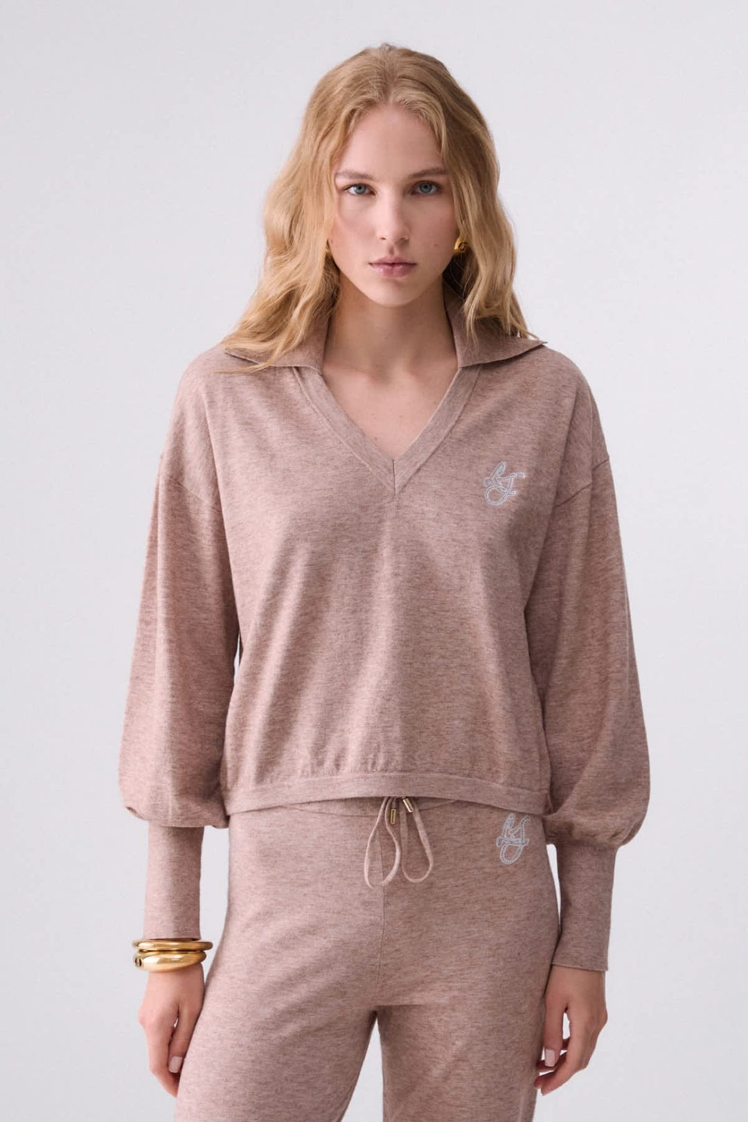 Tricot à col polo pour femme liujo