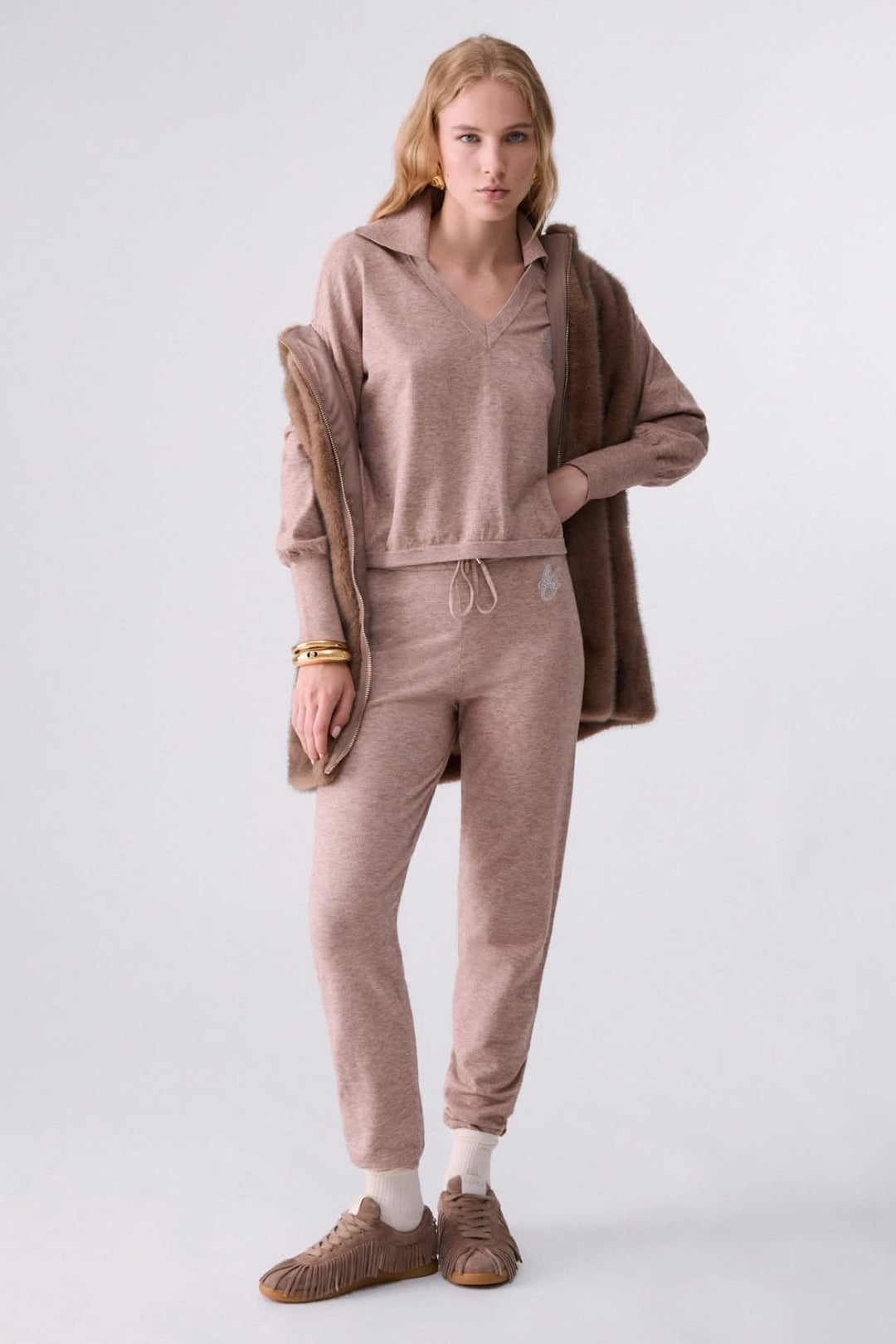 Tricot à col polo pour femme liujo