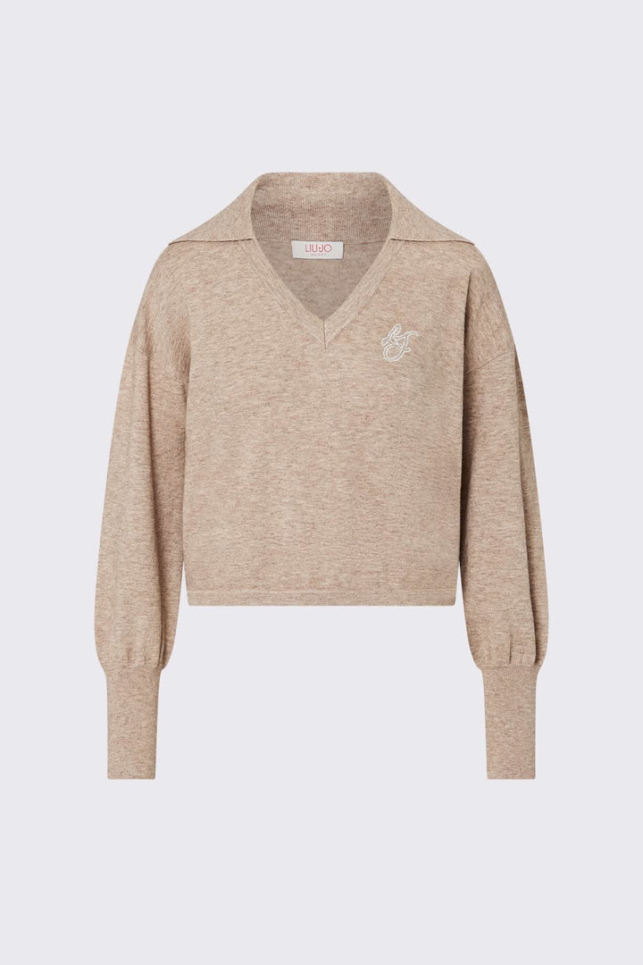 Tricot à col polo pour femme liujo