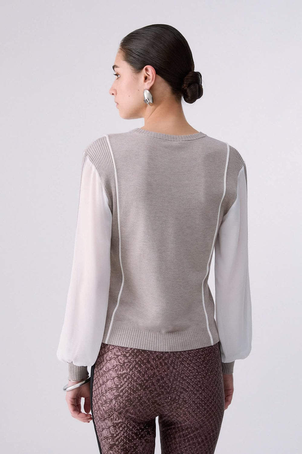 Tricot bimatière à manches contrastantes pour femme liujo