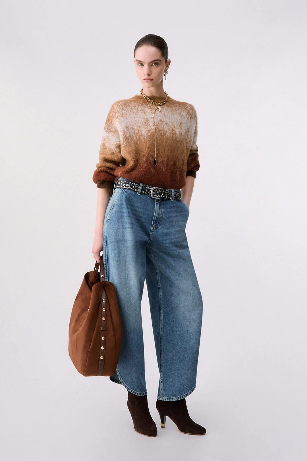 Tricot dégradé à manches longues pour femme liujo