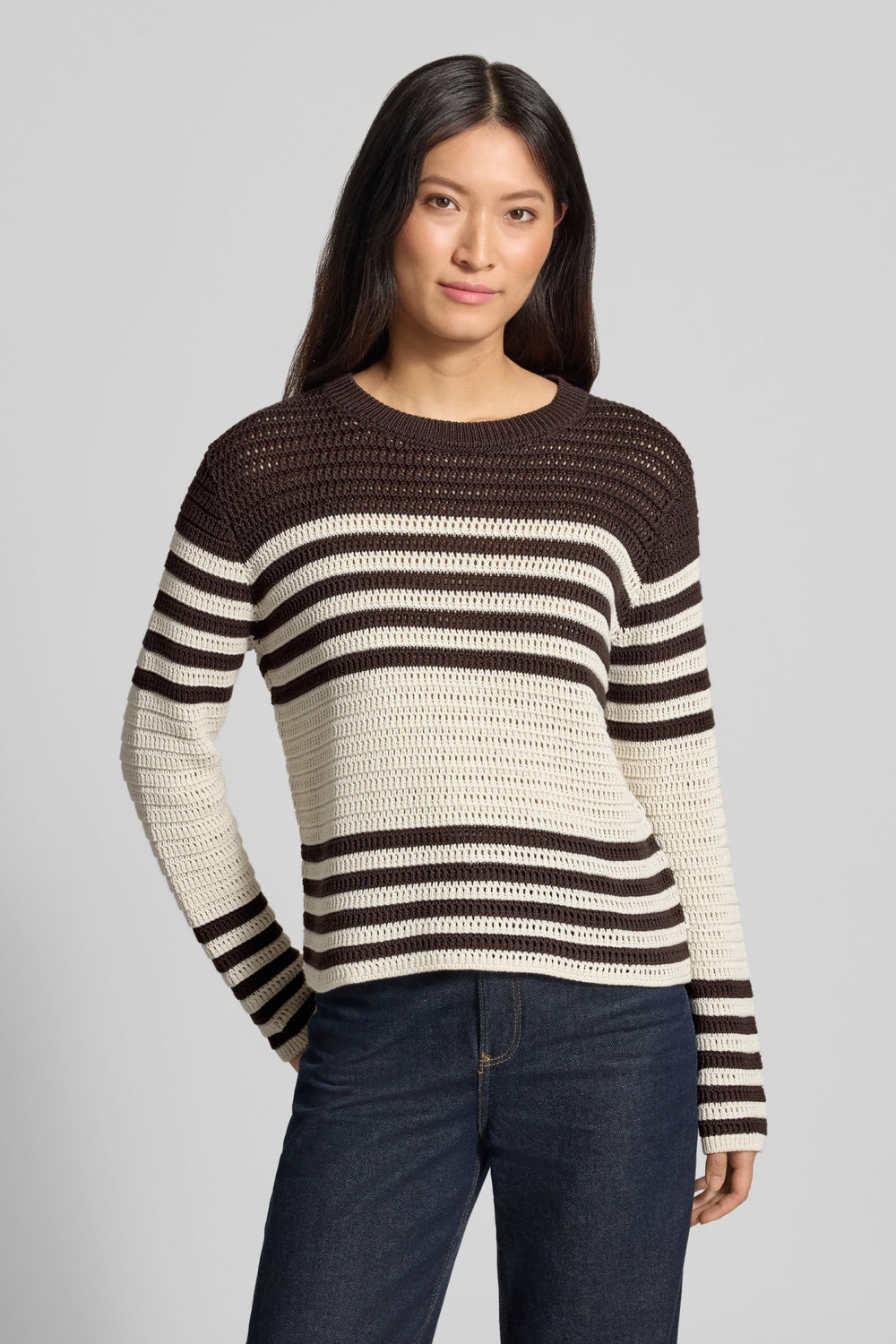 Women's Brax Lesley openwork striped knit, front view