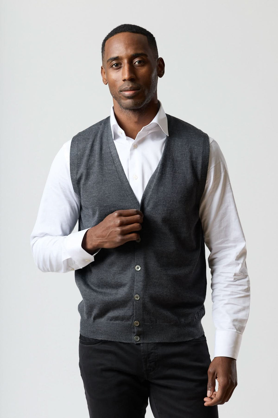 Gilet en laine mérinos à col en V