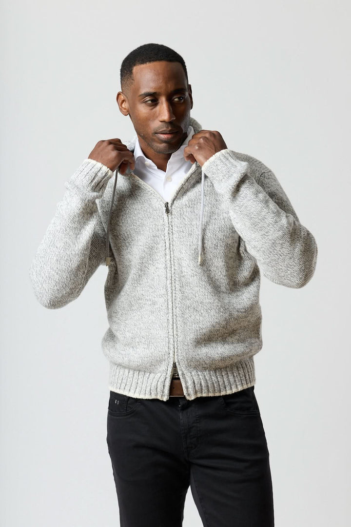 Chandail zippé à capuche texturé