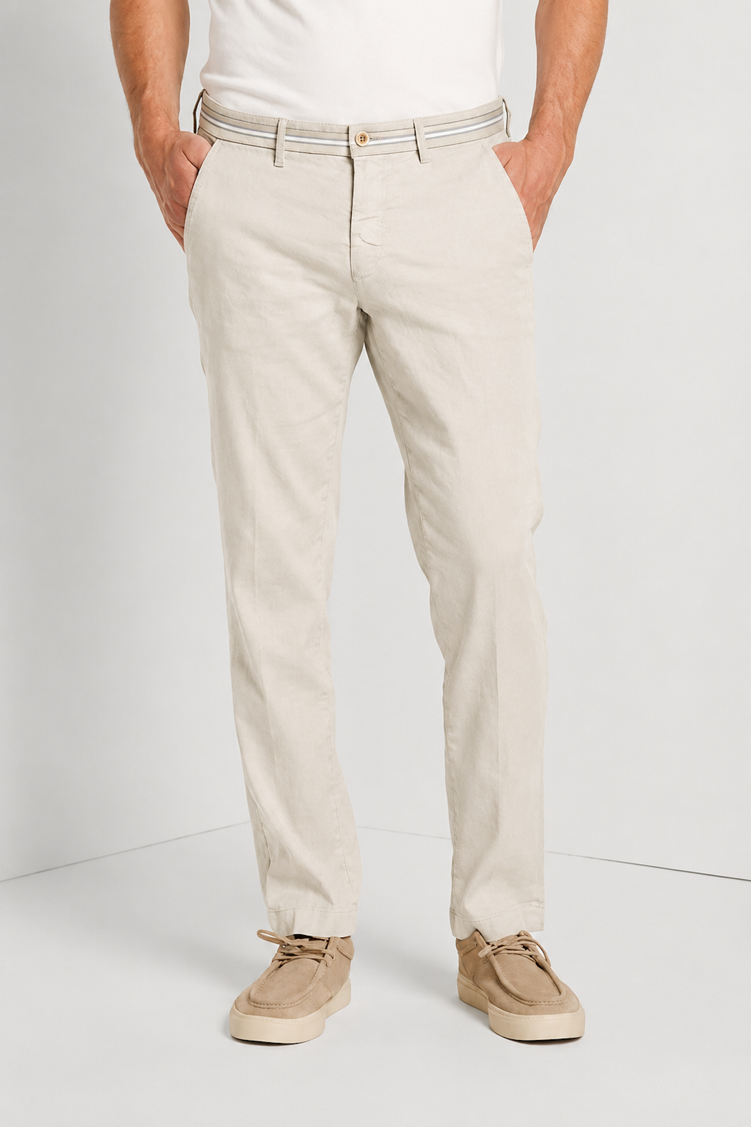 Pantalon Turin Oxford en lin et coton coupe moderne