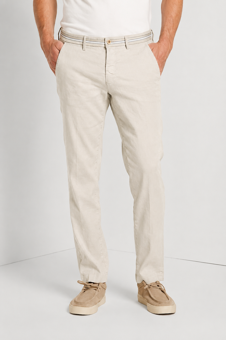 Pantalon Turin Oxford en lin et coton coupe moderne