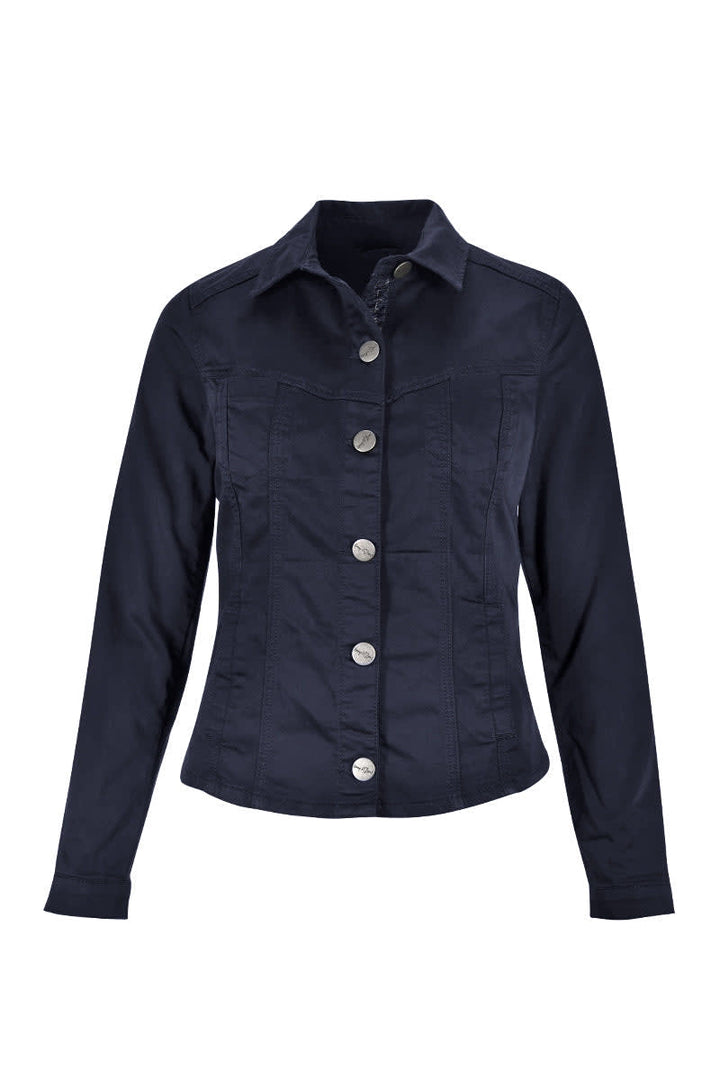 Front view of the Aretha short button-up jacket for women by Kennys