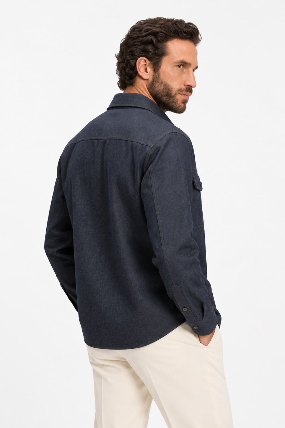 Men's textured shirt jacket with patch pockets Hugo Boss