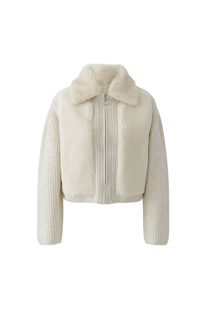 Veste courte en maille et fausse fourrure pour femme Oui