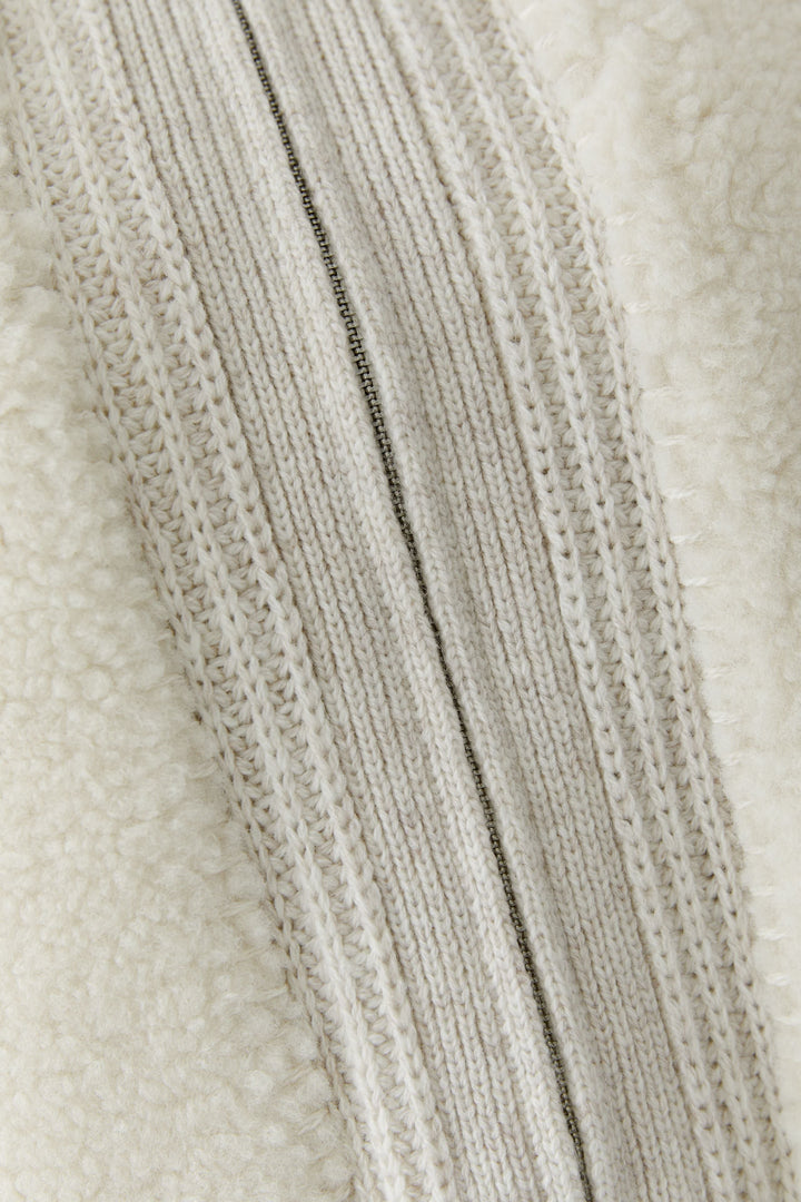 Veste courte en maille et fausse fourrure pour femme Oui