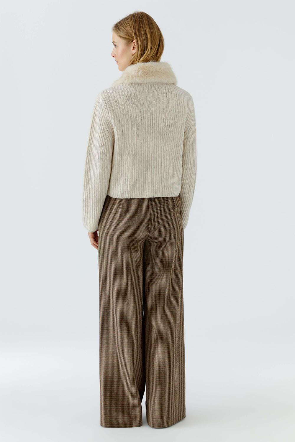 Veste courte en maille et fausse fourrure pour femme Oui