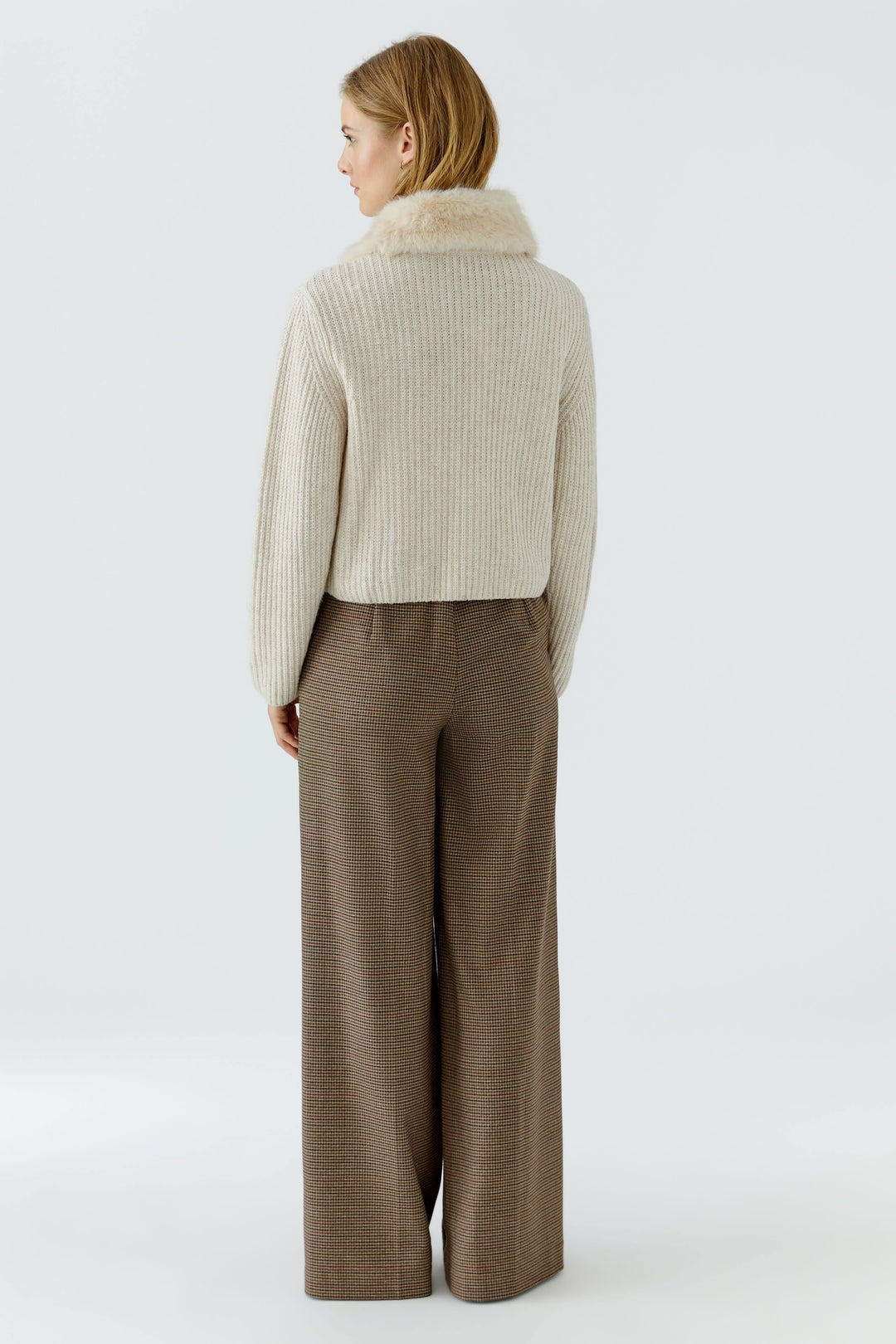 Veste courte en maille et fausse fourrure pour femme Oui
