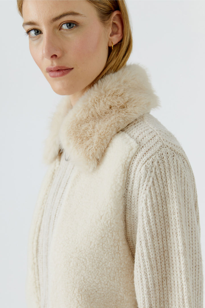 Veste courte en maille et fausse fourrure pour femme Oui