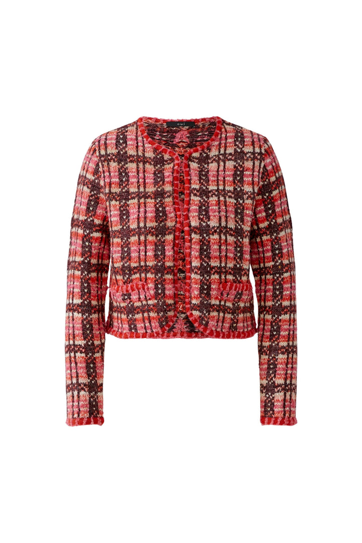 Veste courte en tricot à carreaux pour femme Oui