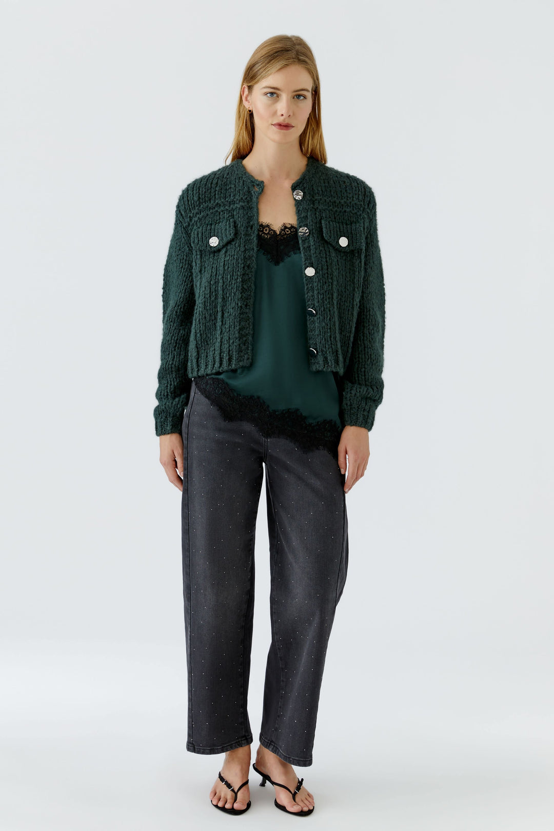 Veste courte en tricot texturé pour femme Oui