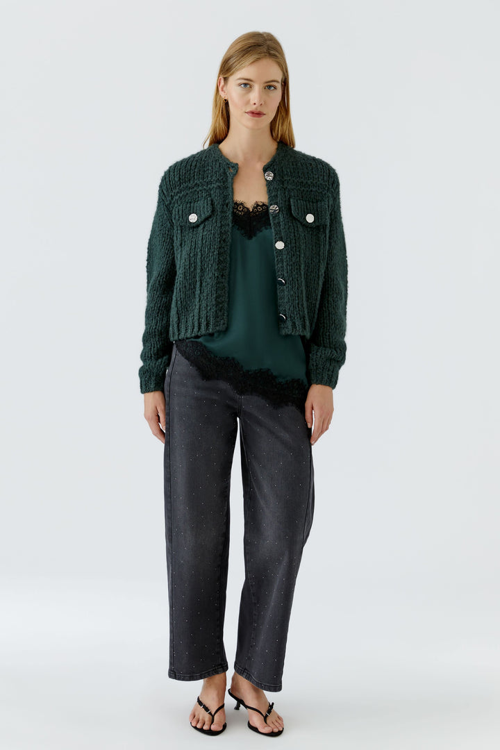 Veste courte en tricot texturé pour femme Oui