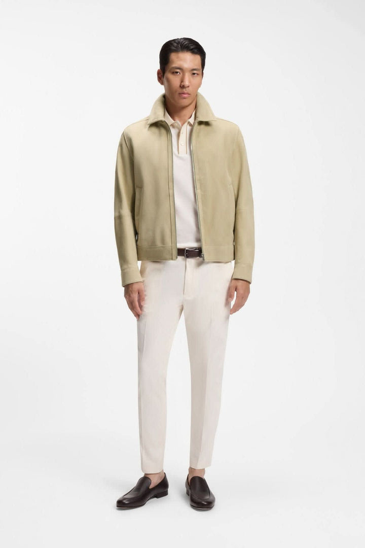 Veste en cuir à fermeture éclair pour homme Hugo Boss