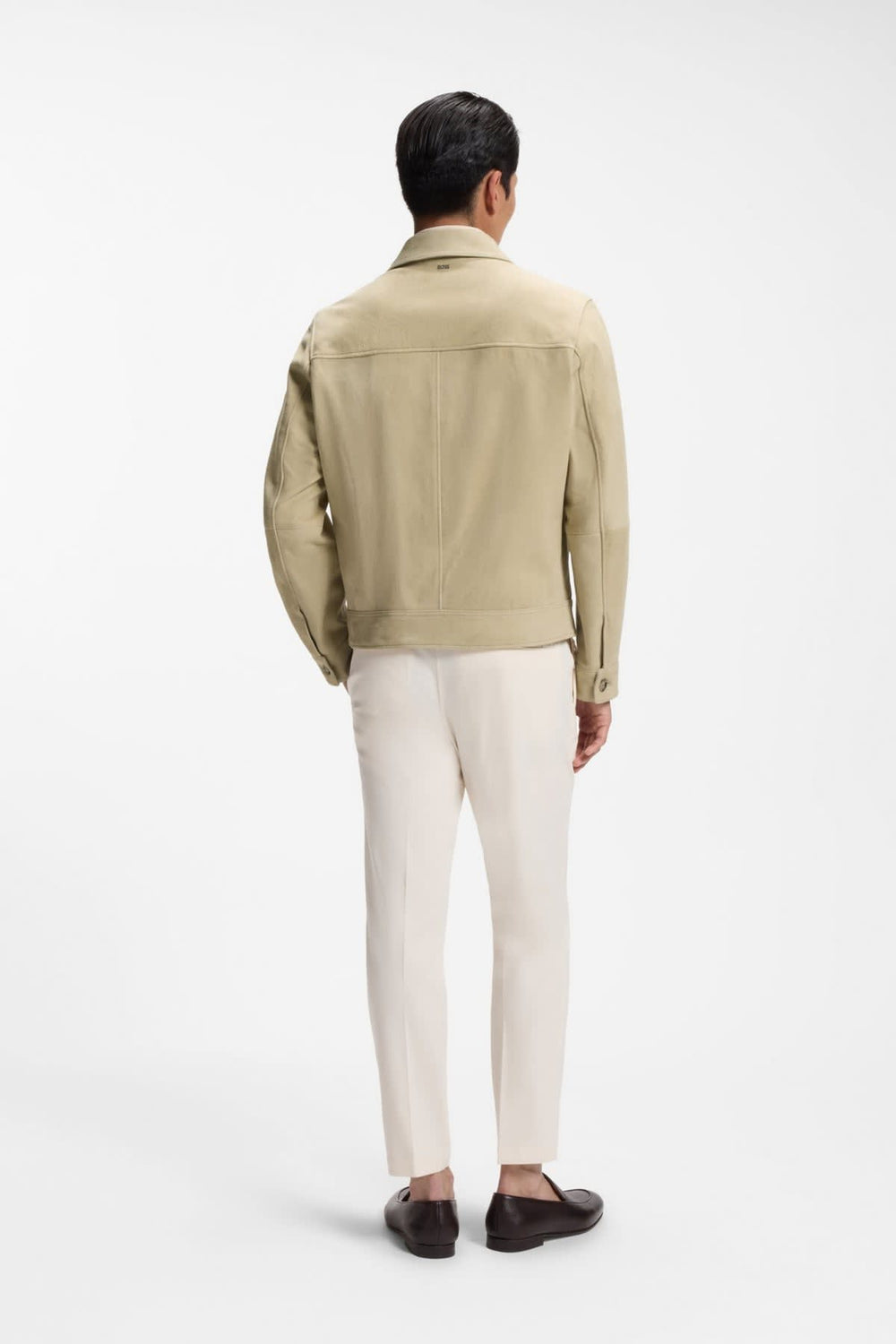 Veste en cuir à fermeture éclair pour homme Hugo Boss