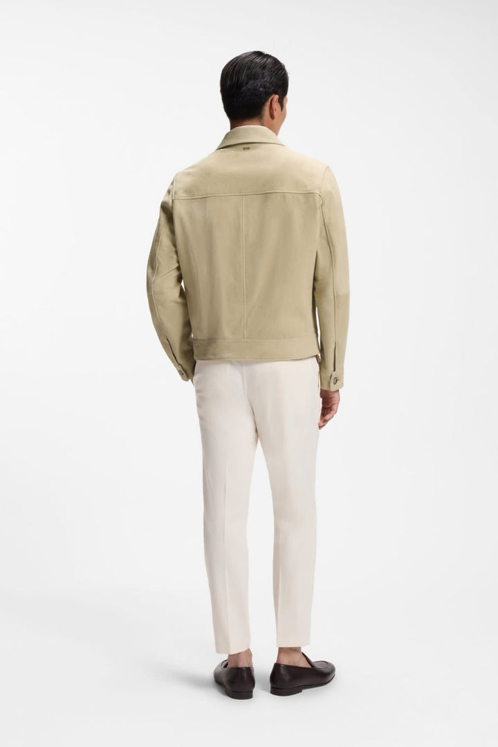 Veste en cuir à fermeture éclair pour homme Hugo Boss