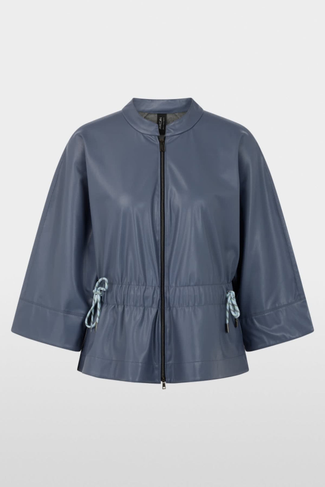 Vue latérale veste en similicuir Marc Cain pour femme noire avec détails zippés - Valérie Simon
