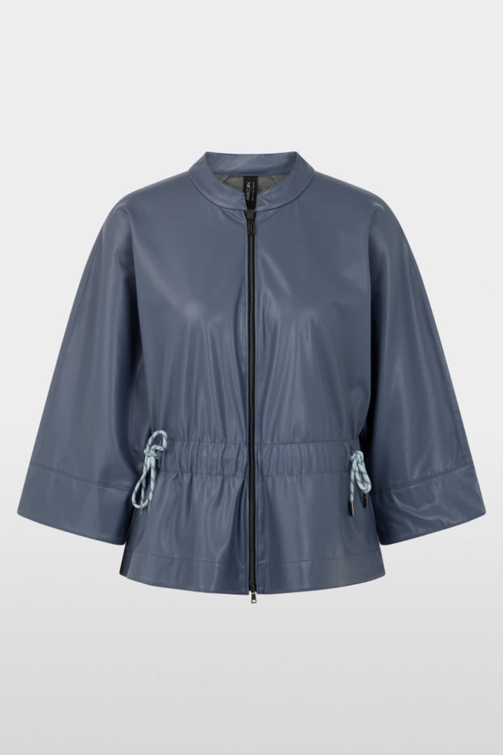 Vue latérale veste en similicuir Marc Cain pour femme noire avec détails zippés - Valérie Simon