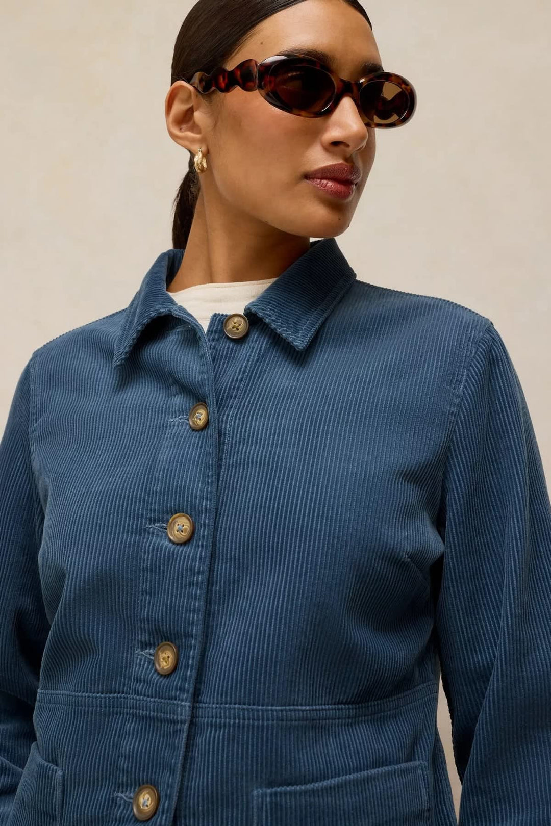 Veste en velours côtelé boutonnée pour femme White Stuff