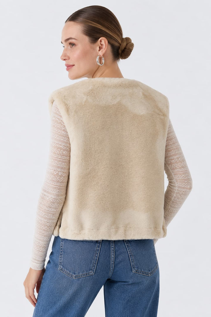 Veste sans manches en fausse fourrure pour femme Oui