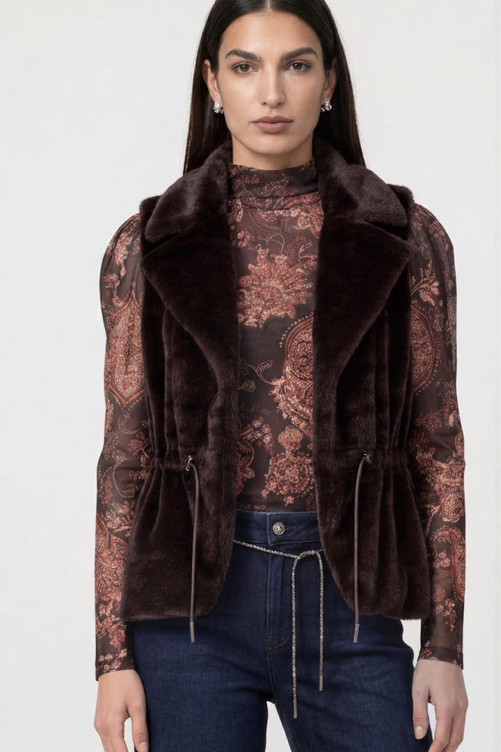 Faux fur sleeveless jacket