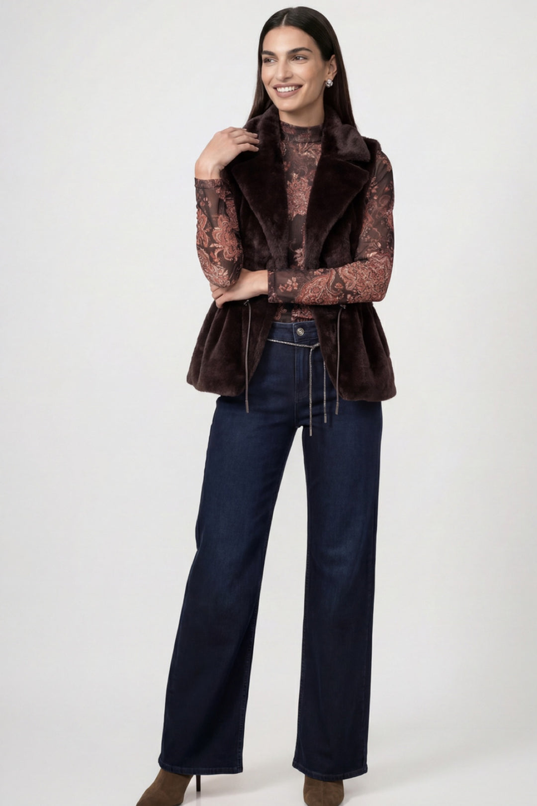 Faux fur sleeveless jacket