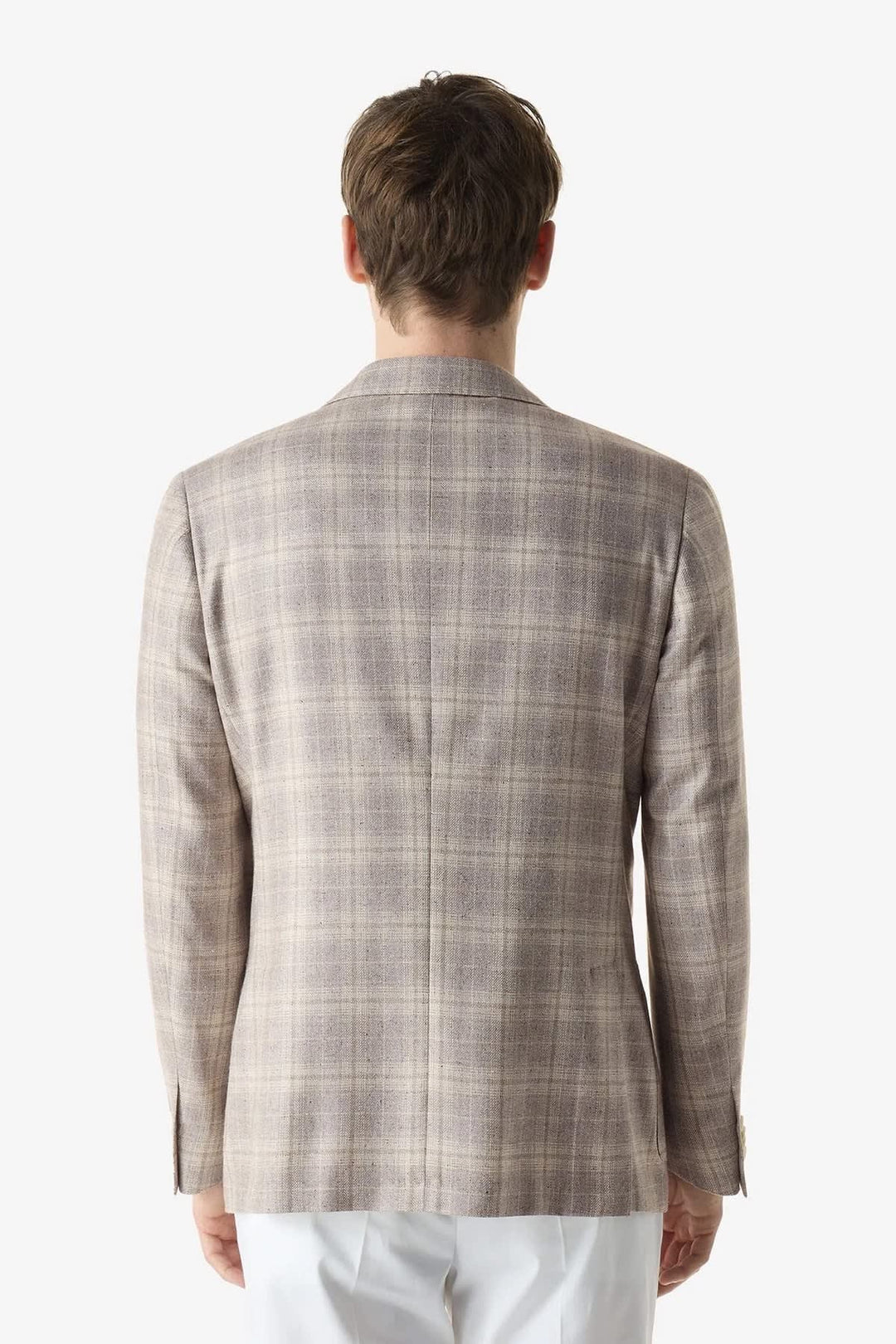 Vue de face veston à carreaux texturés pour homme beige Corneliani - Valérie Simon