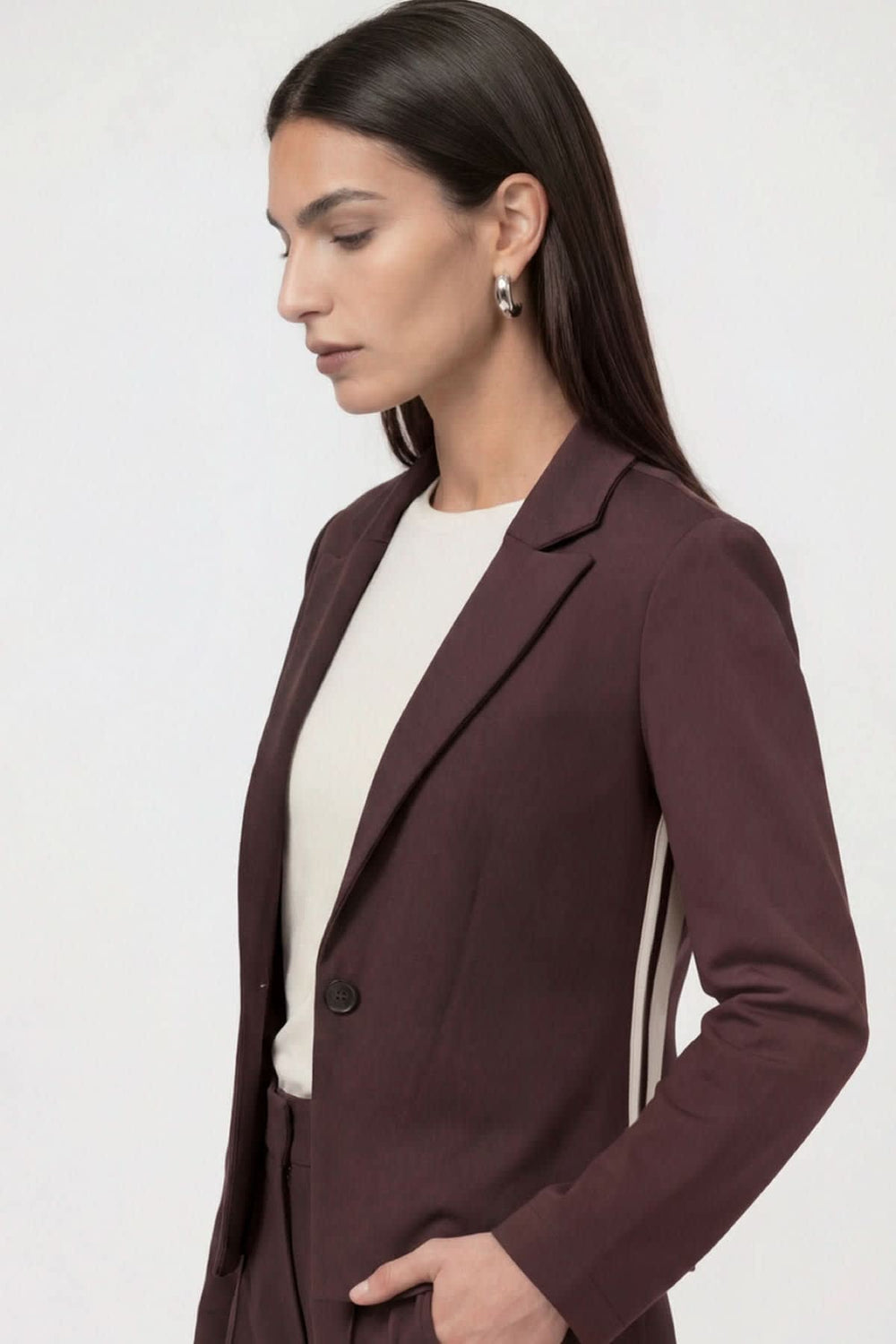 Monari women's cropped jacket with side stripes