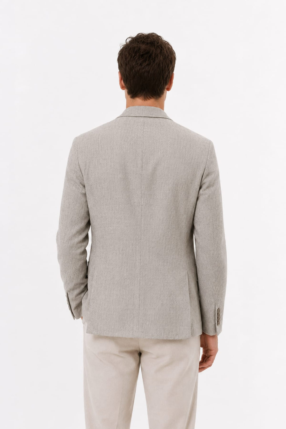 Vue de face veston lin-soie Tagliatore pour homme beige avec poches à rabat - Valérie Simon