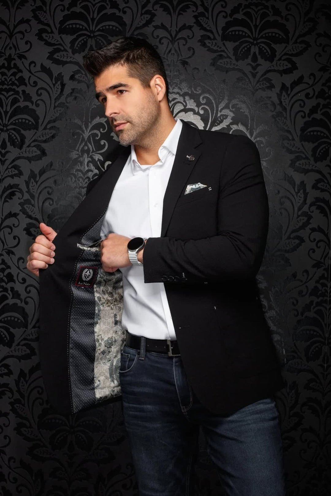 Veston à coupe ajustée pour homme Au noir
