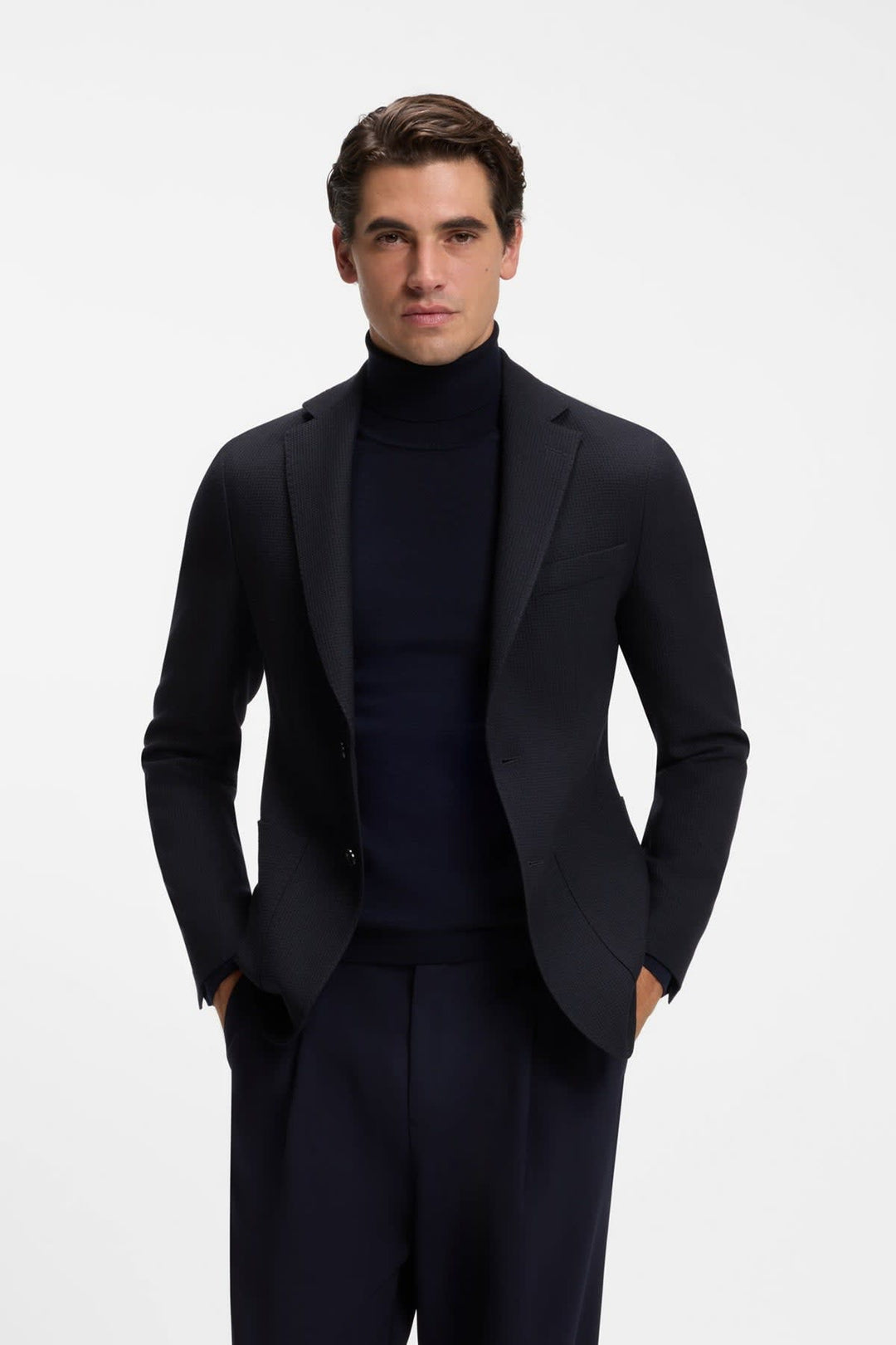 Veston texturé à coupe ajustée vue de face pour homme Hugo Boss
