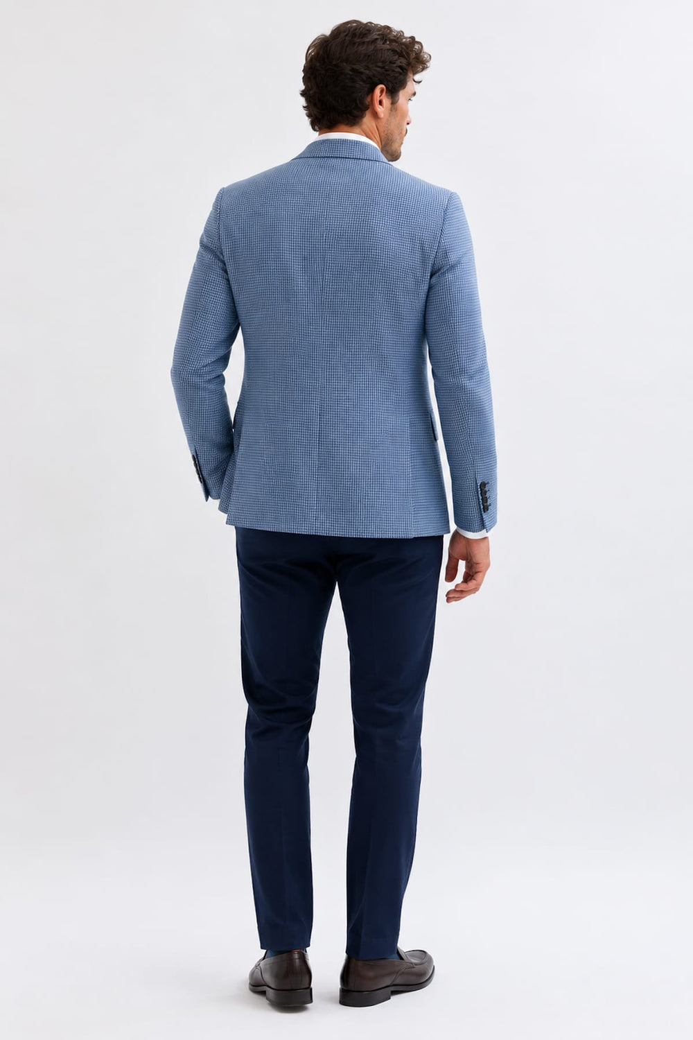 Front view of the Lief Horsens gray men's jacket with a subtle textured pattern - Valérie Simon