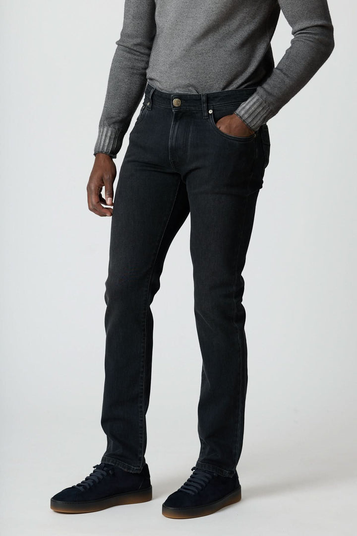Jean 5 poches en denim stretch gris foncé