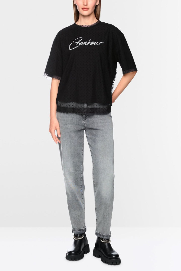T-shirt 2 en 1 avec dentelle et perles