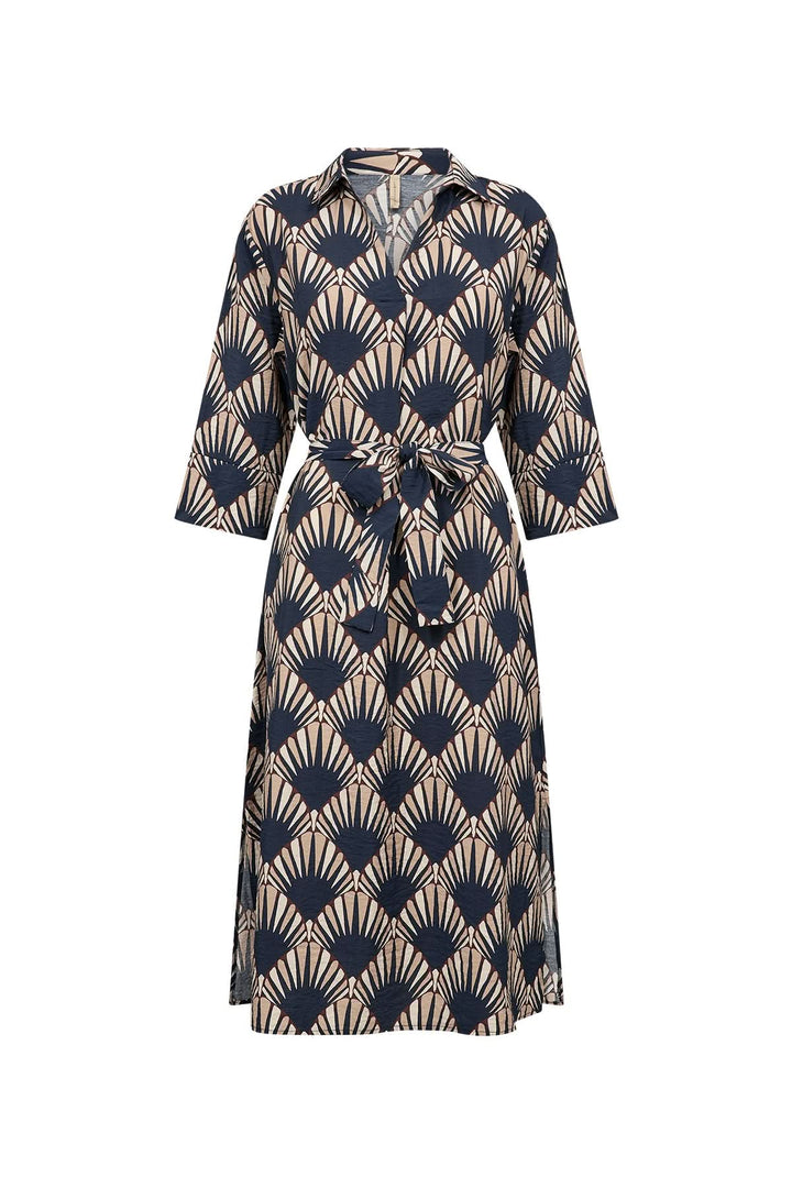 Robe Halin midi à imprimé graphique et ceinture