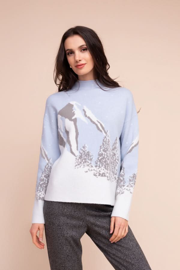 Mountain-pattern knit sweater 