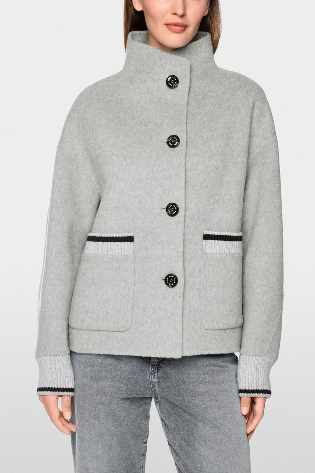 Veste en laine mélangée à col montant