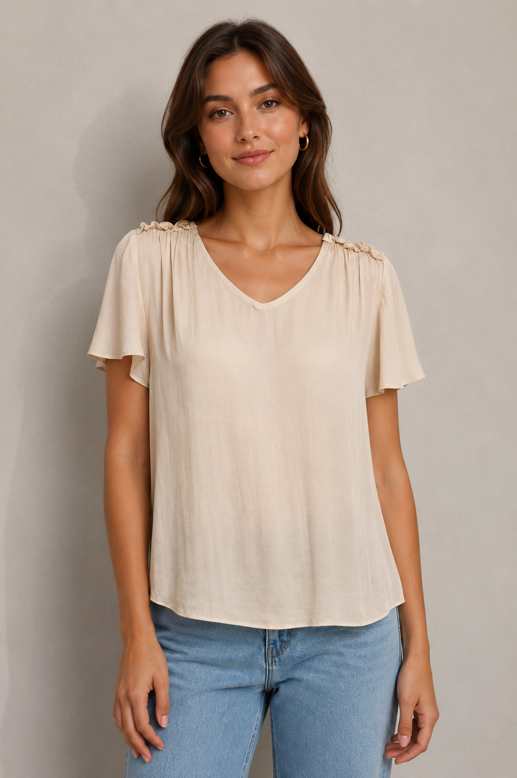 Blouse fluide à manches volantées