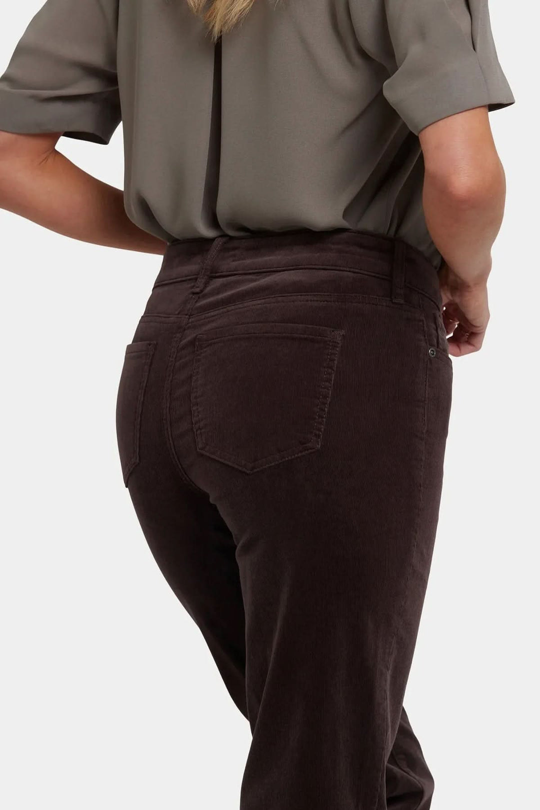 Pantalon droit en velours côtelé extensible