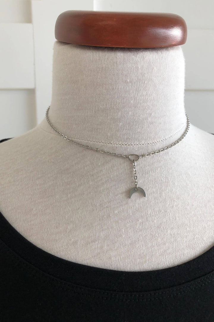 Collier argent avec breloque lune Femme - Bijoux - Collier Les nanas