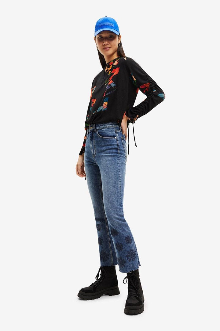 Jean avec motifs de fleurs Femme - Bas - Pantalon - Jeans Desigual