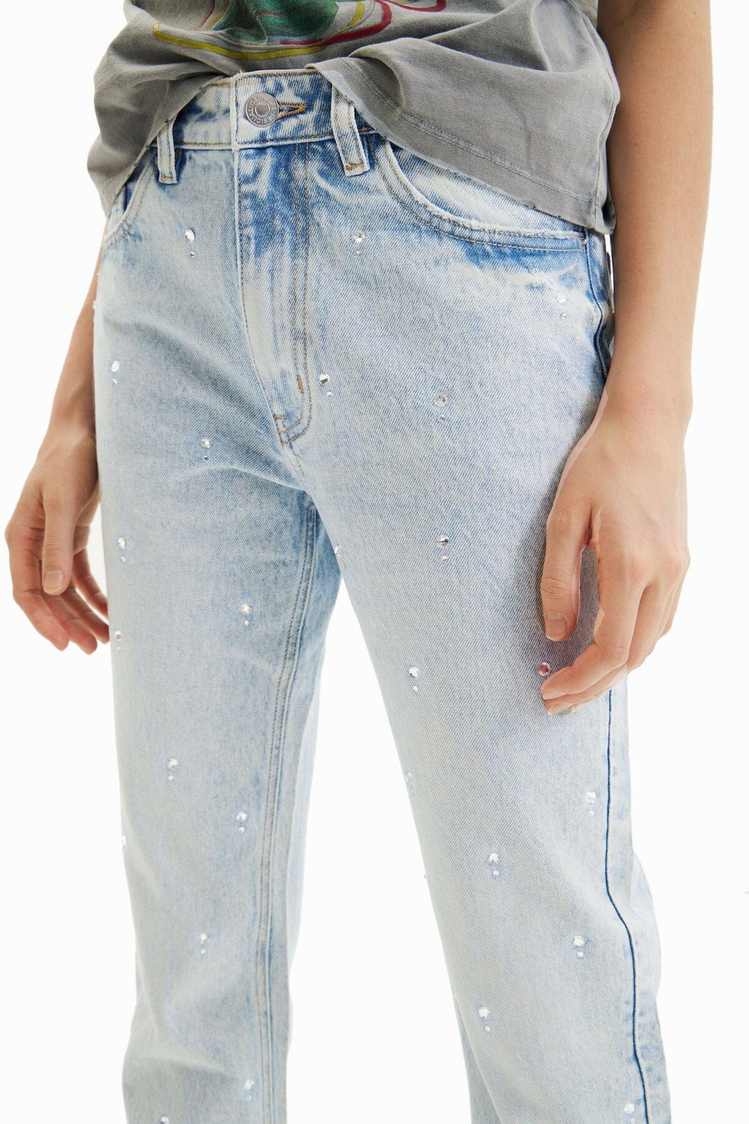 Jean droit à strass Femme - Bas - Pantalon - Jeans Desigual