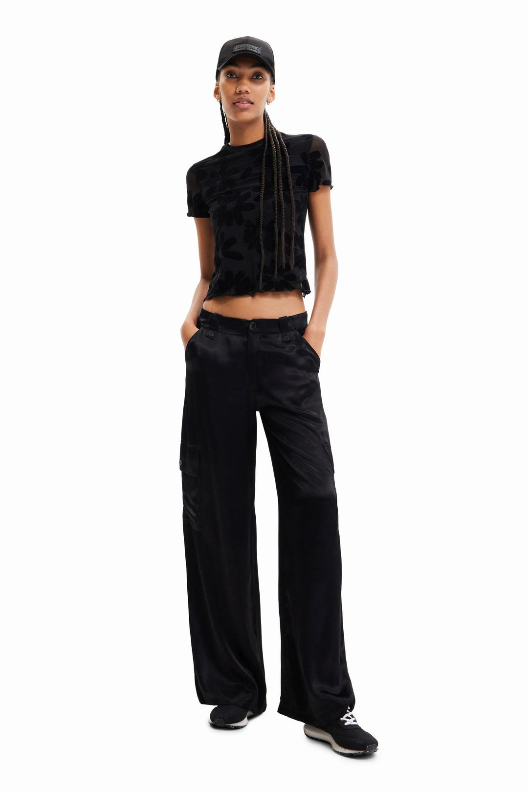 Pantalon cargo large en satin Femme - Bas - Pantalon - Jogging Desigual