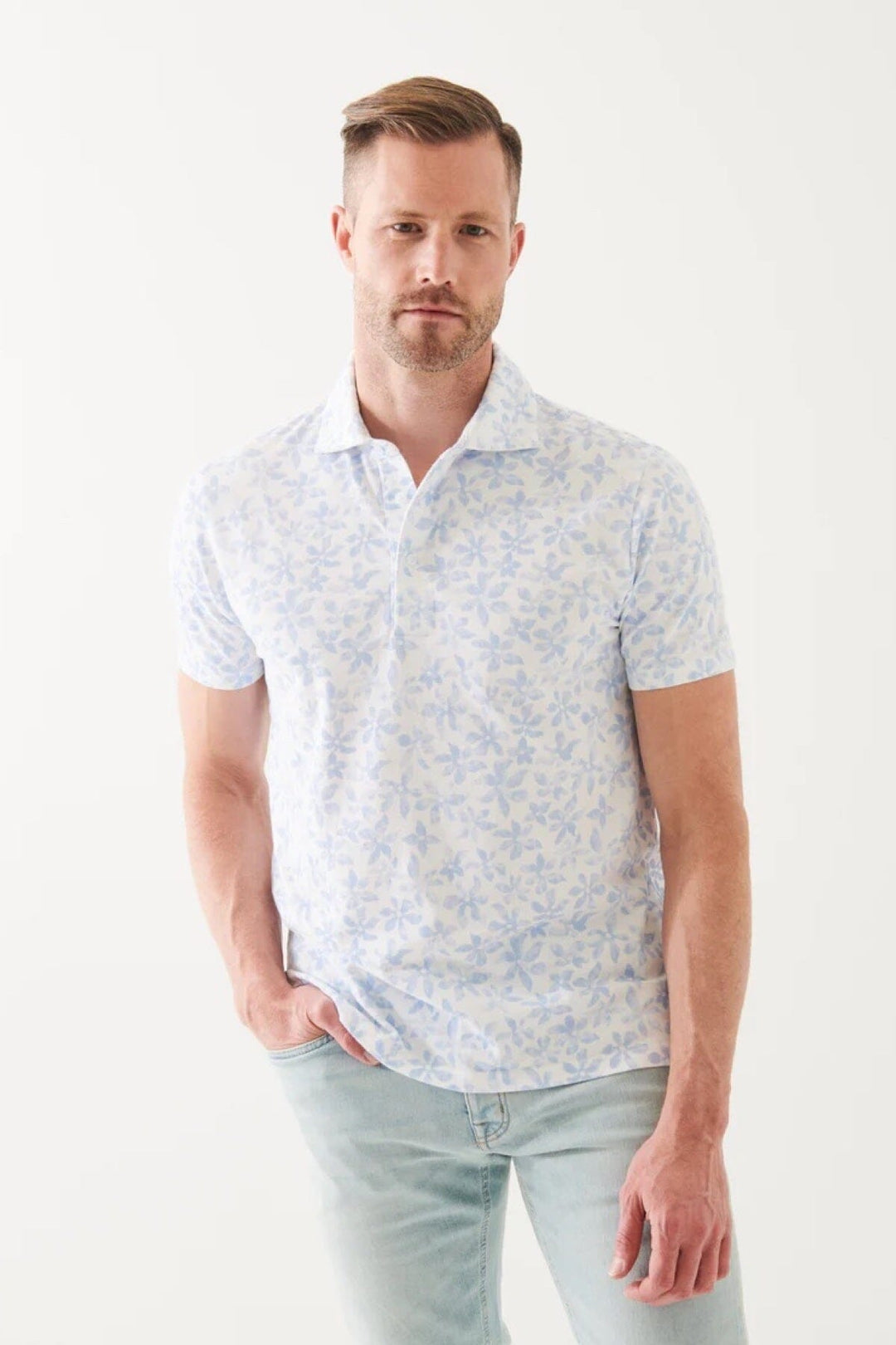 Polo imprimé en coton pima extensible Homme - Hauts - Polo - Polo mc Patrick Assaraf