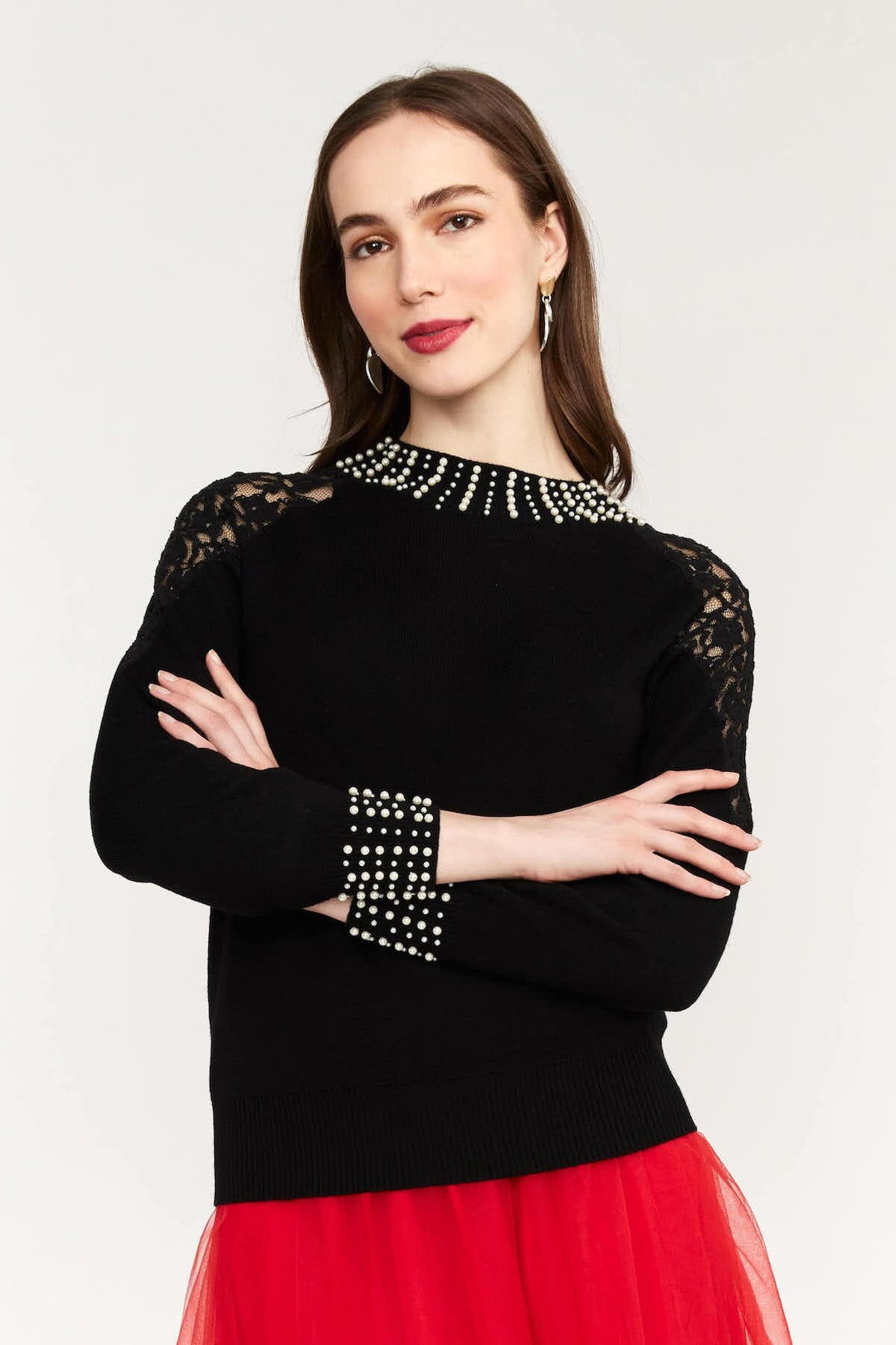 Tricot avec perles Alison Sheri S Noir 